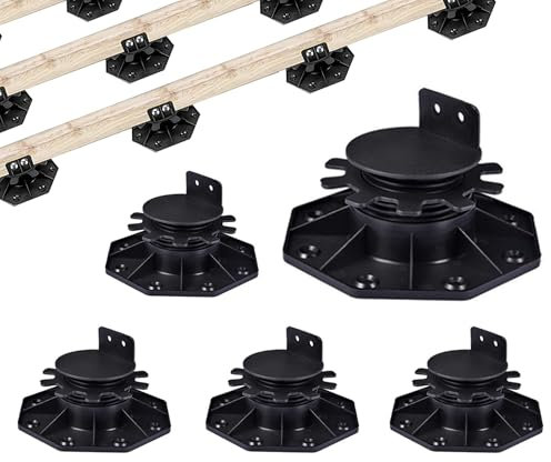 NAXVIO Deck Blocks, 4PCS Adjustable Deck Support Pedestals, Paver, 1-3/16 to 2-3/8, Joist Support Pedestals for Wood WPC Aluminum Shed Foundation Kit