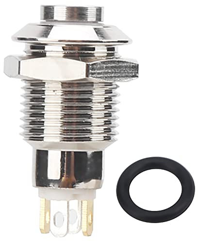 Yuecoom 10 mm Druckknopfschalter, wasserdichter Druckknopfschalter, Druckknopf-Druckknopf-Startschalter, Metall-Druckknopfschalter, wasserdichter selbstsichernder Startschalter (Blue)