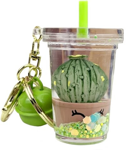 ZDHC Micro Landscape Cactus Liquid Keychain Creative Desert Plants Quicksand Keyring Car Keys Bags Pendant for Women Men