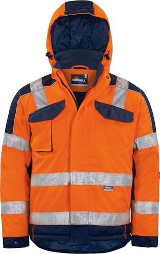 Vizwell Winter Warnschutz Arbeitsjacke leuchtorange mit Kapuze Gr.2XL