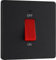AMK® BG Double Pole Square Cooker Switch 45 Amp Plastic With LED Indicator Matt Black Includes Fixings Fits 47mm Box