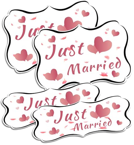 Dakchor Just Married-Magnetschilder für Auto-Hochzeitsdekorationen, wiederverwendbar, nicht klebende Magnete für Ihren besonderen Tag, 4er-Pack (2 große 33 x 21,6 cm + 2 kleine 33 x 11,9 cm)