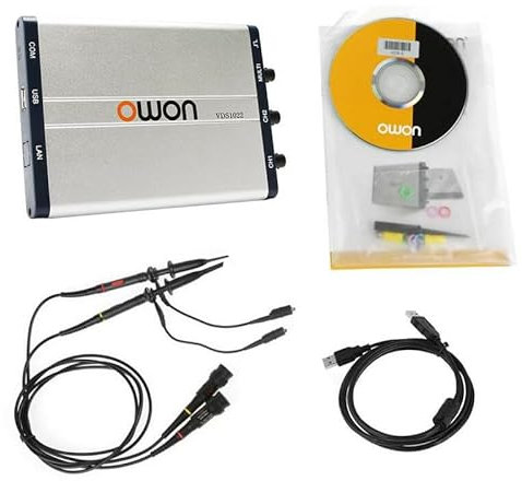 VDS1022 Oscilloscopio USB per PC virtuale 100MSa/S 25M Oscilloscopi a doppio canale con accessori per strumenti per cavi sonda