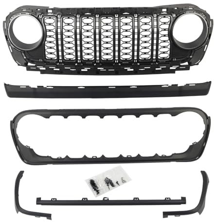 Griglia Per Jeep Per Wrangler JL 2018-2024 Per Gladiator ABS Blackout Nessun Foro Per Fotocamera Griglia Anteriore Griglia Griglia Protezione Griglie
