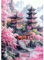 NEWENMO 5D Bâtiments en Chine Diamond Painting Set,DIY Fleurs de Cerisier Peinture Diamant Adulte,Bricolage Diamond Art Kit,Romantique Diamant Painting,pour Adulte Débutant Maison Décor (30x40cm)