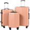 ABISTAB Reisekoffer Set 3-teilig – Koffer mit TSA-Schloss, 360° Doppelrollen, Hartschalenkoffer, Trolley Handgepäck & Rollkoffer für Urlaub & Geschäftsreise,Rosenrosa