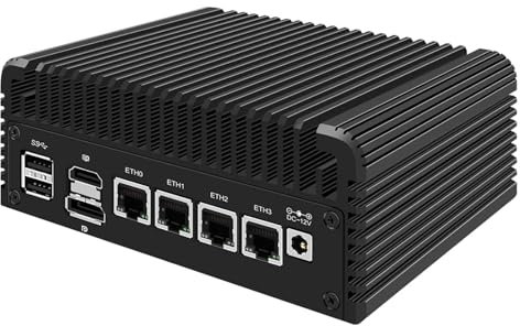 ShengOrigin Solid Firewall Mini PC Quad Core N100, DDR5 8GB RAM 128GB NVMe SSD, 4X i226-V 2.5G LAN Fanless Micro Router Appliance, Mini Computer Hardware, OPNsense Proxmox ESXi Host Server