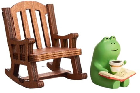 JOINPAYA Miniatur Frosch Figurine Kreative Frosch Statue Stuhl Harz für Garten Deko Tischdeko und Fotografie Perfektes für Freunde und Familie