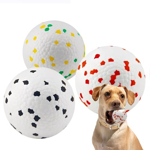 RNXSIB 3 Stück Hundeball Unzerstörbar mit Aufbewahrungstasche, 5cm Hundebälle Unkaputtbar, Bissfestes Hundespielzeug Set für Kleine und Mittelgroße Hunde, Interaktives Apportierspielzeug