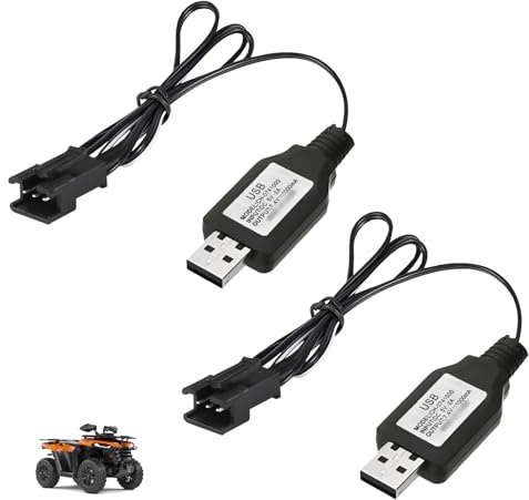 2 Pièces Câble Universel Connecteur SM-3P, Chargeur USB pour Voiture RC 7,4 V, Câble Chargeur Universel, Affichage LED, Charge LiPo 2S USB pour Jouets Télécommandés, Voitures Radiocommandées, Drones