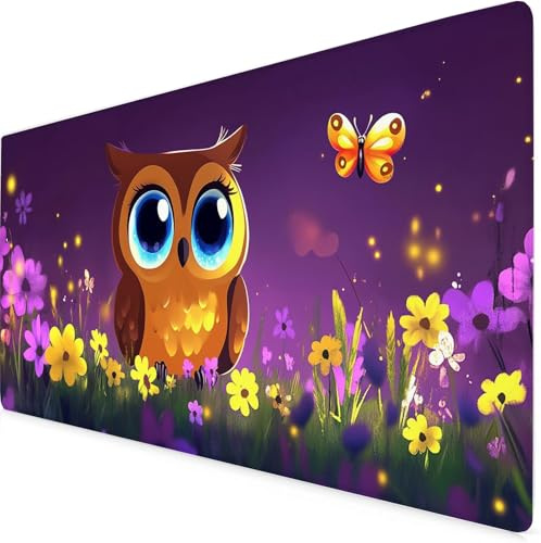 Alfombrilla Ratón Búho Alfombrilla Escritorio Marrón Mouse Pad con Superficie Suave y Base de Goma Antideslizante, Resistente a Salpicaduras, Protector Escritorio para Oficina 1200x600x3mm K7-965