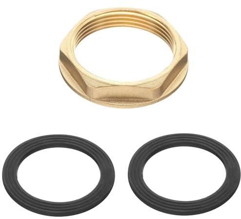Tarqite Brass Lock Nuts Pipe Fitting,1.5 In Brass Lock Nut, Flanged Hex Female BSP Fitting for Kitchen Sink and Basin Plumbing With 2 Silicone Washers