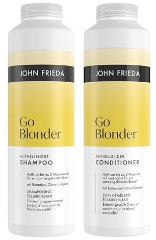 John Frieda Go Blonder Set - Shampoo, 500ml & Conditioner, 500ml - Für blondes, feines, Haar