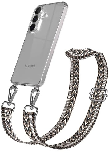 EAZY CASE Handykette - Verstellbares Taschenband kompatibel mit Galaxy S26, Schulterriemen, Handykordel mit Silikon Hülle, Umhängetasche, Grau Schwarz Silber