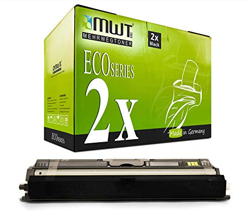Mehrwegtoner 2X MWT Toner mit 50% mehr Leistung für Magicolor 1600 W , 1650 EN D , 1650 EN , 1650 EN DT , 1680mf , 1690mf ersetzen Konica Minolta Schwarze BK Patrone Original (ISO-Norm 19798 )