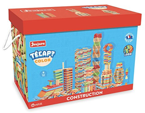 Jeujura - Tecap Color - 500 Pieces - Jeux de Construction- Jeu de planchettes - Pour faire un maximum de constructions - Laisser libre son imagination - Manipulation - Créativité - 8339