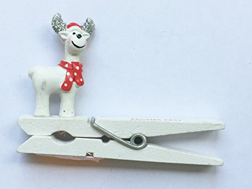Deko-Klammer, Weihnachtsklammer, mini Wäscheklammer,Klammer mit Rentier, Hirsch (RB-2)