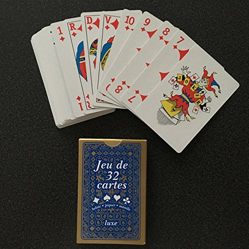 Equilibre et Aventure 1 Jeu de 32 Cartes : Poker, belote, Piquet, Manille, coinche, Bataille, menteur, soufflette, big up, Jeu des Chevaliers, Maitre du Jeu, biskit, etc