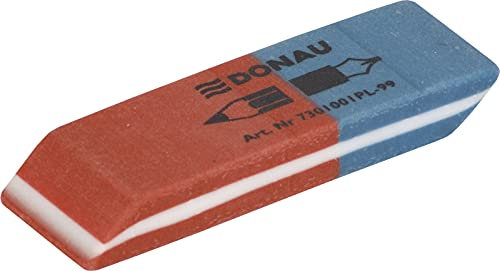 DONAU 7301001PL-99 Radiergummi / 40 Stück/Farbe: Blau/Rot/Radierer für Bleistifte und Kugelschreiber/aus Hochwertigem Kautschuk/Hergestellt Beideseitig Verwendbar/ 57 x 19 x 8 mm