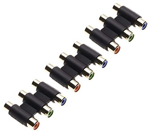 Keple Female to Female 3 RCA Adapter, AV Audio Video Gender Converter Adaptor, Red, Green, Blue, Coupler Extends video and left right audio Cables (Pack of 3)