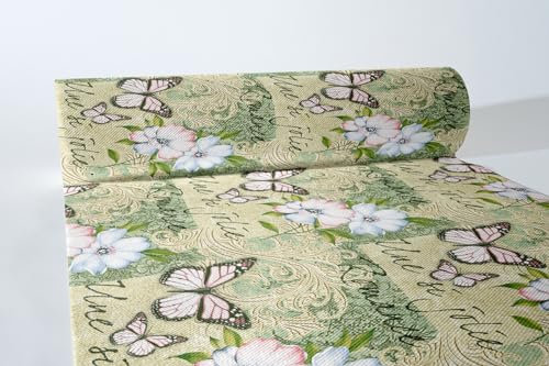 Mank GmbH Airlaid Tischläufer 40 cm x 24 m Tischdecken Rolle stoffähnlich praktische Einmal Tischdecke für Hochzeit oder Partys Frühling Sommer Jolie in Grün
