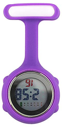 Verlike Montre électrique de poche à clipser avec cadran rond et affichage numérique Violet