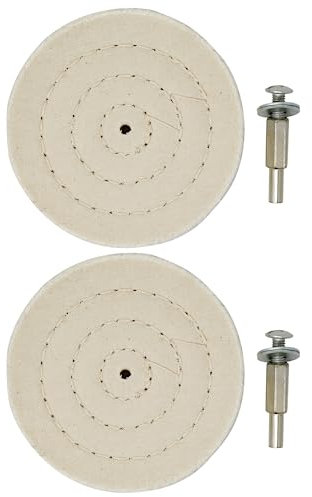 Dapetz ® 2Pc 4 100mm Polishing Wheel Stitched Cotton Buffing Wheel Pad Mop Bench Grinder Car Polishing for Metal Aluminum/Steel/Chrome/Alloy Wood Plastic Glass Ceramic White