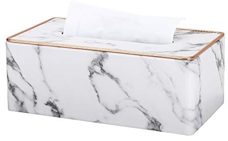 GORESE Leder Tücherbox Kosmetiktücherbox Taschentuchspender (Gray Marble Pattern)