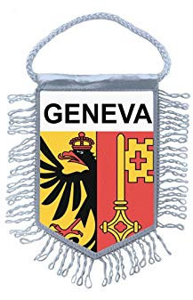 Akachafactory Fanion Mini Drapeau Pays Voiture Decoration Souvenir Blason Geneve Suisse