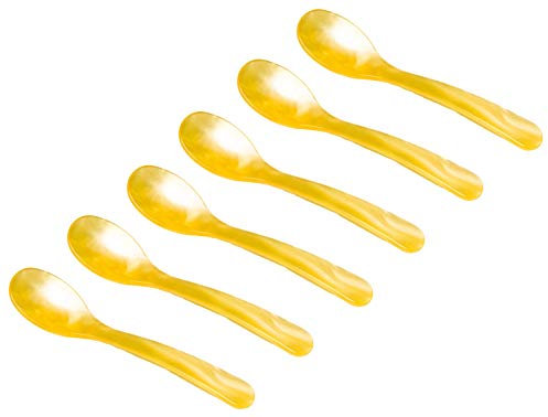 Heim Söhne 6er Set Acrylglas Löffel ca. 12,2 cm – Zauberhafte Eierlöffel in Perlmuttoptik für unvergessliche Momente beim Frühstück, Dessert & mehr – Handgefertigt in Deutschland (Sonnengelb)
