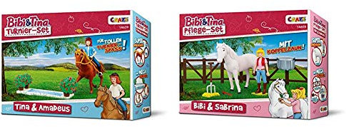 CRAZE BIBI & Tina Turnier-Set Spielfiguren Pferdefiguren Tina und Amadeus mit Zubehör Spielzeug 14639 & 14608 Set Bibi & Sabrina Tina BIBI & Tina Pflege Pferdeset Pferdefiguren Spielfiguren