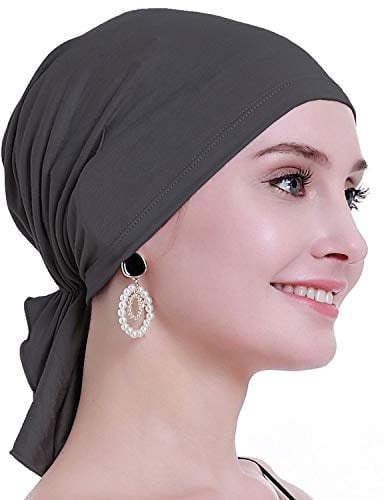 osvyo Bambus Chemo Kopftuch für Frauen mit Haarausfall - Krebspatienten Kopfbedeckung Turban in Versiegelter Verpackung DUNKELGRAU