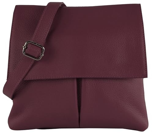 modamoda de T63LEDER Damen Leder Umhängetasche Schultertasche handmade in Italy, Farbe:Bordeauxviolett
