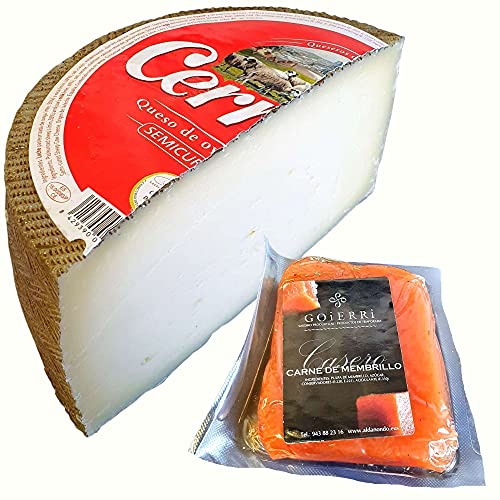 Queso Semicurado Cerrato - Medio Queso Peso Aproximado 1400 gramos - Cerrato Pastora Oveja Vaca - Queso Semicurado con Membrillo Goierri (Medio Queso con Membrillo)
