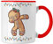 Trendation - Weihnachten Tasse Lebkuchenmann für Kinder Weihnachtstasse Lustig Geschenk Becher Jungs Jungen Mädchen Cute Lebkuchen Grafik (Rot)