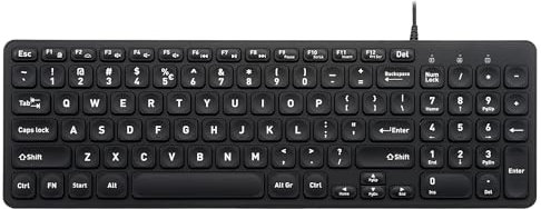 perixx PERIBOARD-333B Wired Backlit USB Keyboard, X Type Scissor Keys, Compact, 14.25 x 4.57 Inches, Big Print Letters, White Backlit, US English QWERTY
