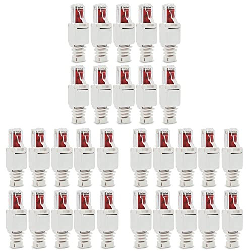 Haude 30 x Connecteurs Réseau sans Outil RJ45 CAT6 LAN Câble UTP Prise sans Outils Câble D'Installation Cat5 Cat7