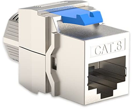 NAUC 1x CAT8 Keystone RJ45 Modul Buchse 2000 MHz 40Gbit vollgeschirmt werkzeuglos Kupplung Netzwerkkabel Einbaubuchse für Verlegekabel Patchpanel Netzwerkdose