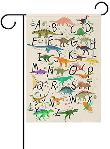 Garten Flagge ABC-Alphabet-Dinosaurier Garten Fahnen Lebendige Farbe Flaggen Verblassen Beständig Fahnen Für Outdoor Decor Geburtstag Party 30X45Cm