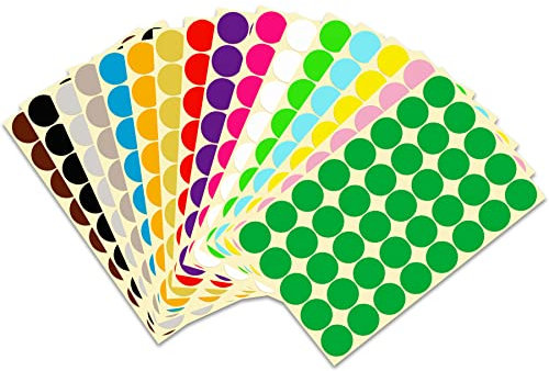 JANYUN 240 Stück 25mm Runde Punktaufkleber 16 Farben Bunte Selbstklebende Klebepunkte Aufkleber Kleine Farbkodierung Etiketten Markierungspunkte zum Beschriften (25mm)