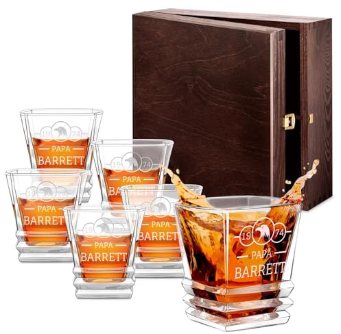 Maverton 6er Whisky Gläser Set mit Gravur 280 ml, Whiskygläser | mit effektvollem Design, edle Kristallgläser für Männer, Whiskey Gläser Set zum Geburtstag, zum Vatertag, Adler