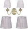2 Stück Stoff Lampenschirm 8,7x11x12,2 cm E14 Clip Pleated Kerze Kronleuchter Nachttisch Lampenschirm Modern Kleiner Tischlampenschirme für Wandleuchte Stehlampe (Silber)