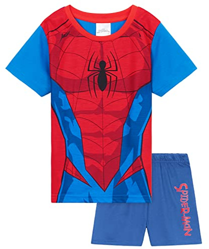 Marvel Boys Pyjamas 2 Piece Summer Nightwear Set Short PJs Captain America Spiderman Breathable Lounge Wear Gifts for Boys