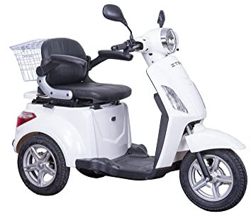 Scooter elettrico 3 ruote Disabili Anziani Z-Tech ZT-15-E Trilux Plus con Elettrofreno Magnetico 25km/h con Differenziale 48v 20ah Quadro Strumenti Digitale (Bianco)
