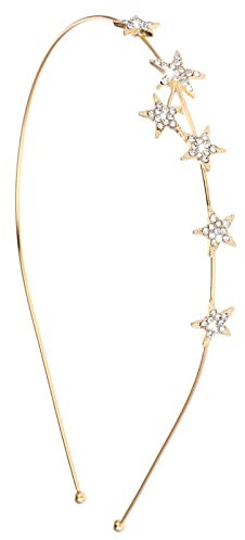 WLLHYF 2 Stück hohlen Stern Stirnbänder Halloween Weihnachten Stern Strass Haar Hoop Stirnband für Frauen Mädchen Hochzeit Perle Strass Kopfschmuck Braut Gold Silber Metall Haar Bands (Star-Stil 5)