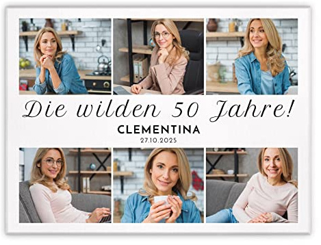 Maverton Fotoleinwand mit eigenem Foto, personalisiertes Fotocollage | Mit Holzrahmen, Größe 30x40 oder 50x70, Wandbild auf Leinwand für für Mädchen, für Frauen, Jubiläum, 30 x 40 cm