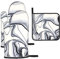 Black and White Paint Mixed Kitchen Baking Three Piece Set, Anti-Scalding Heat Insulation, for Microwave, Outdoor Barbecue, Housewarming Gifts