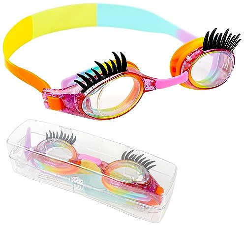 iToobe Kids Swimming Goggles with Eyelash, Kids Swim Goggles with UV Protection Anti-Fog Adjustable Belt for Children Boys Girls
