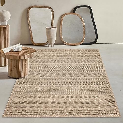 Mia´s Teppiche Soil - wetterfester In- und Outdoor Teppich im Natürlichem Jute-Look, wetterfest, geeignet für Terrasse und Garten, ca. 80 x 150 cm