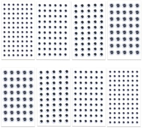 Googly Eyes Stickers - Self Adhesive Wiggle Eye Stickers for Crafts | Assorted Small Sizes 8mm 10mm 12mm 15mm | Easy Peel and Stick | 8 Sticky Sheets.